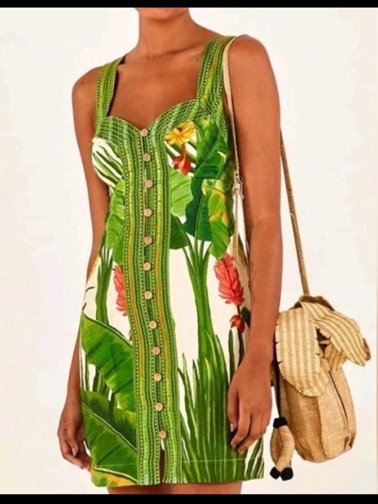 FARM Rio Dresses & Skirts - FARM Rio Green Tropical Print Mini Dress
